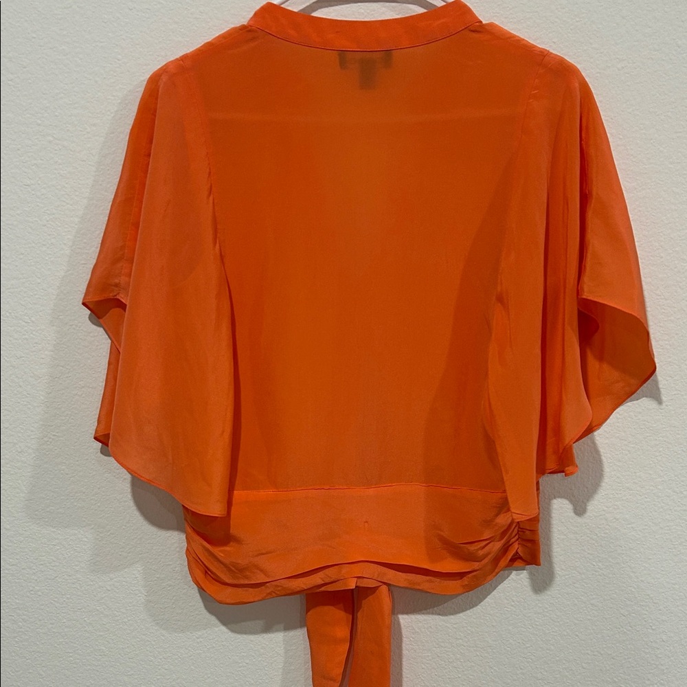 Bebe Vibrant Orange Button-Down Blouse - image 3